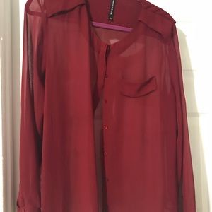 Red sheer dress blouse